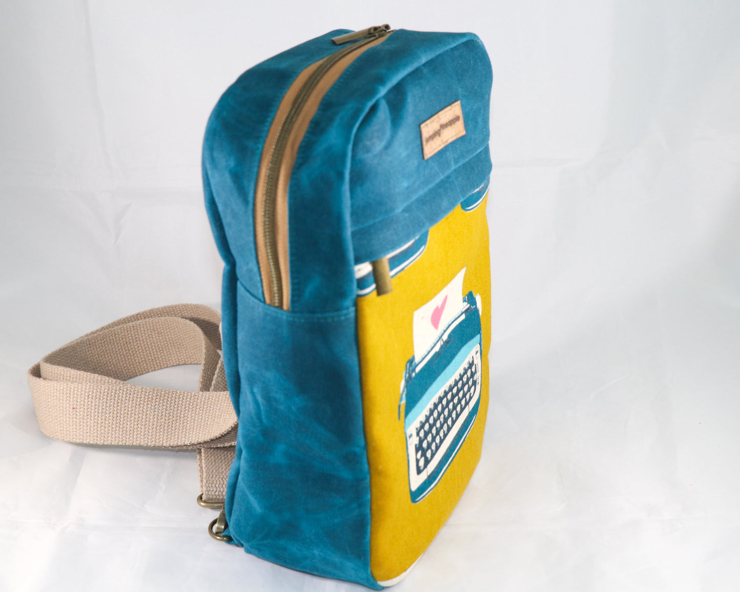angled view of sling backpack