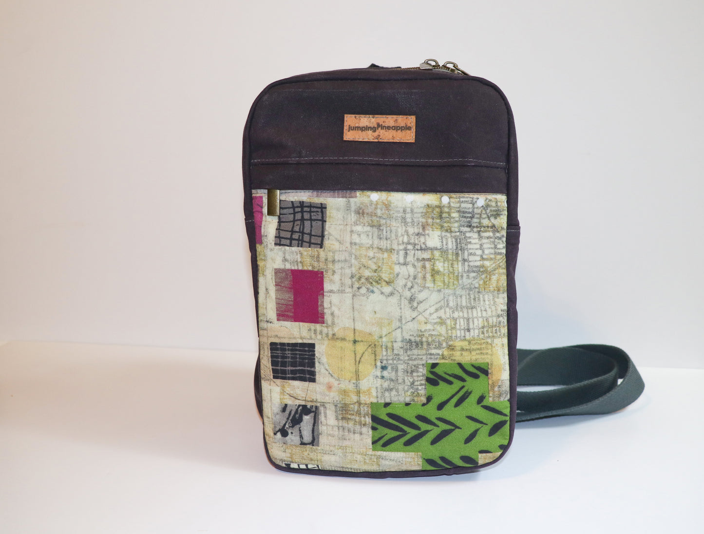 front view of sling backpack
