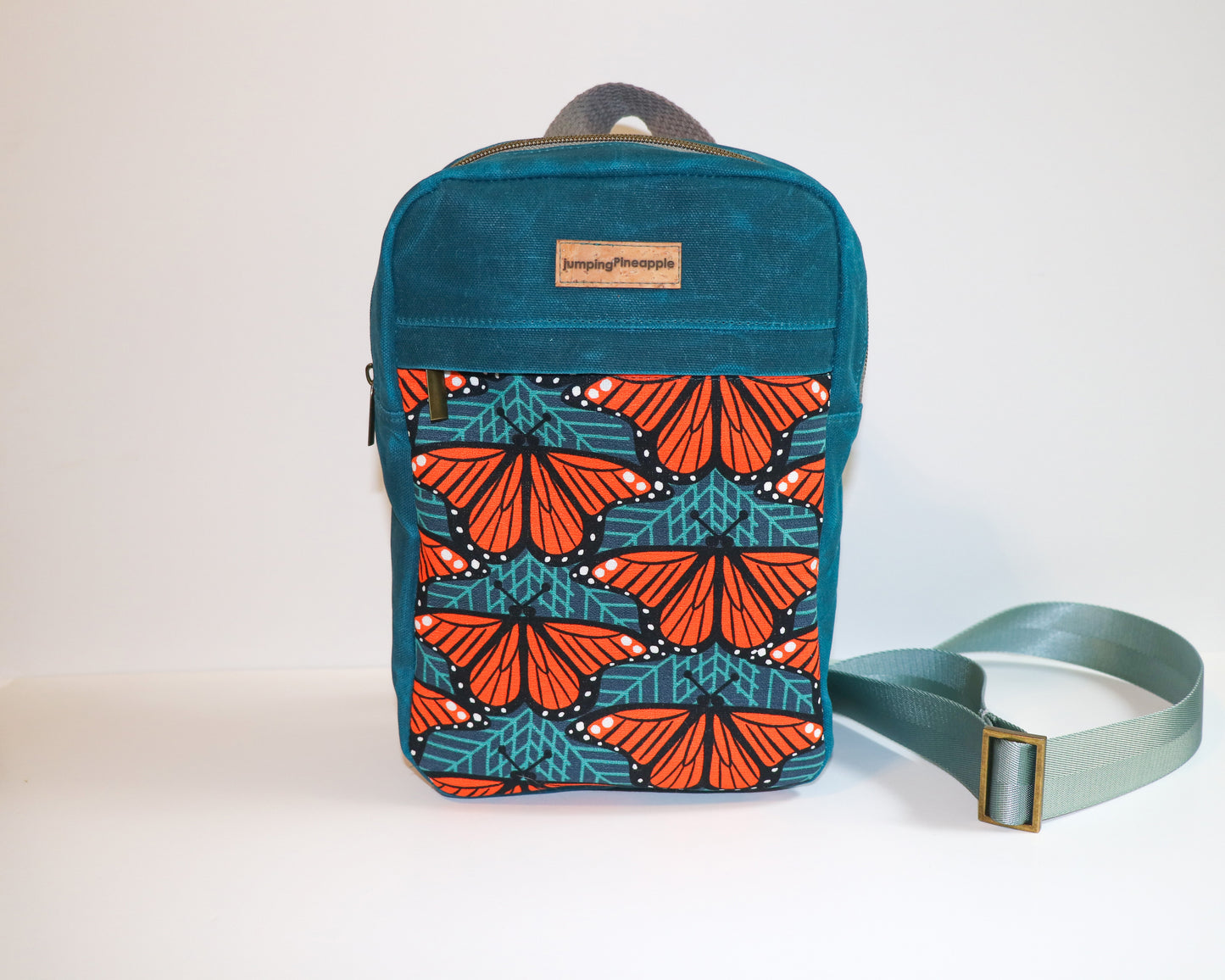 front view of sling backpack
