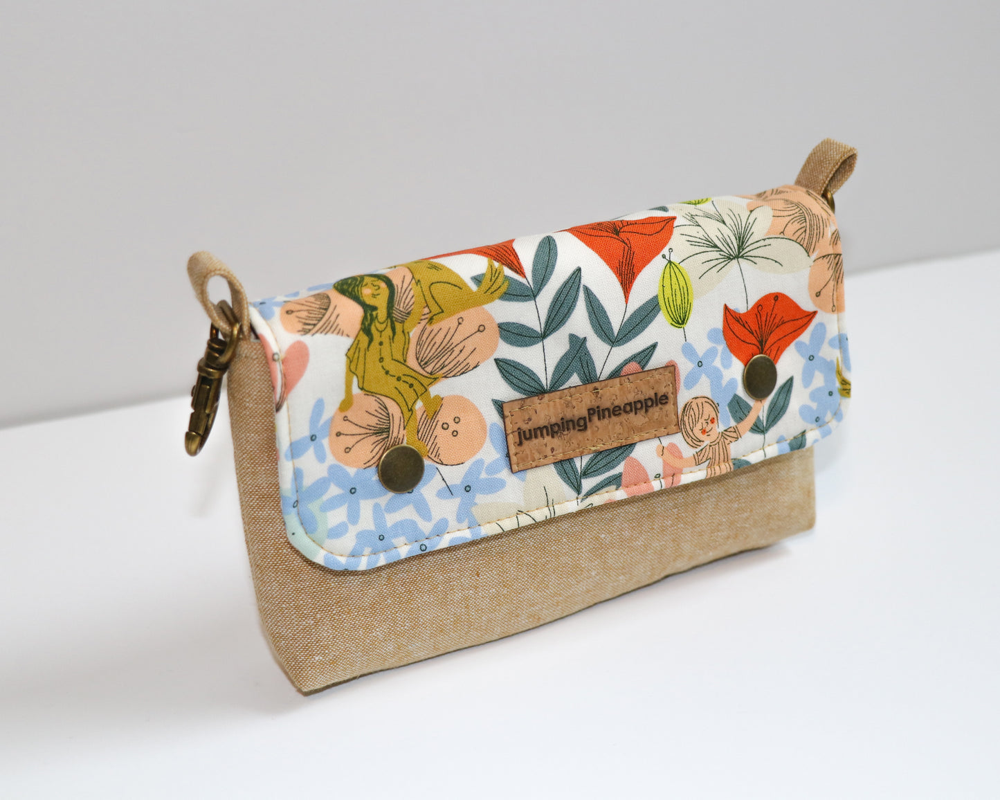floral and kids belt loop pouch, angled front view