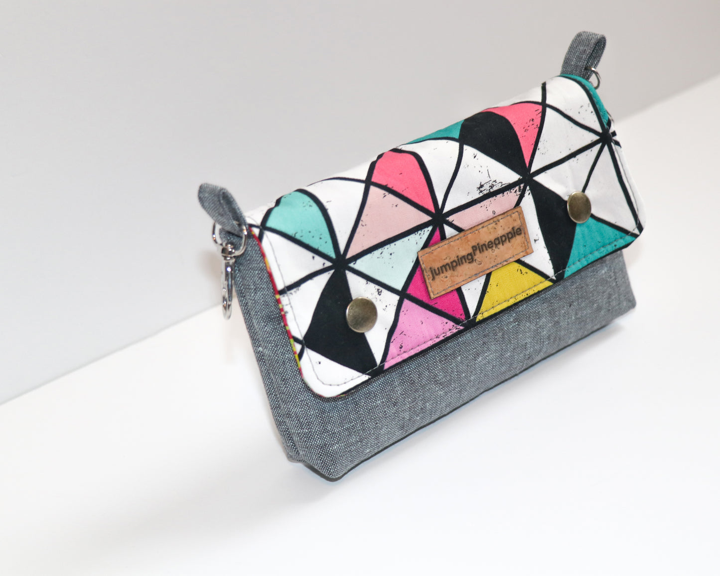 block print belt loop pouch, angled front view