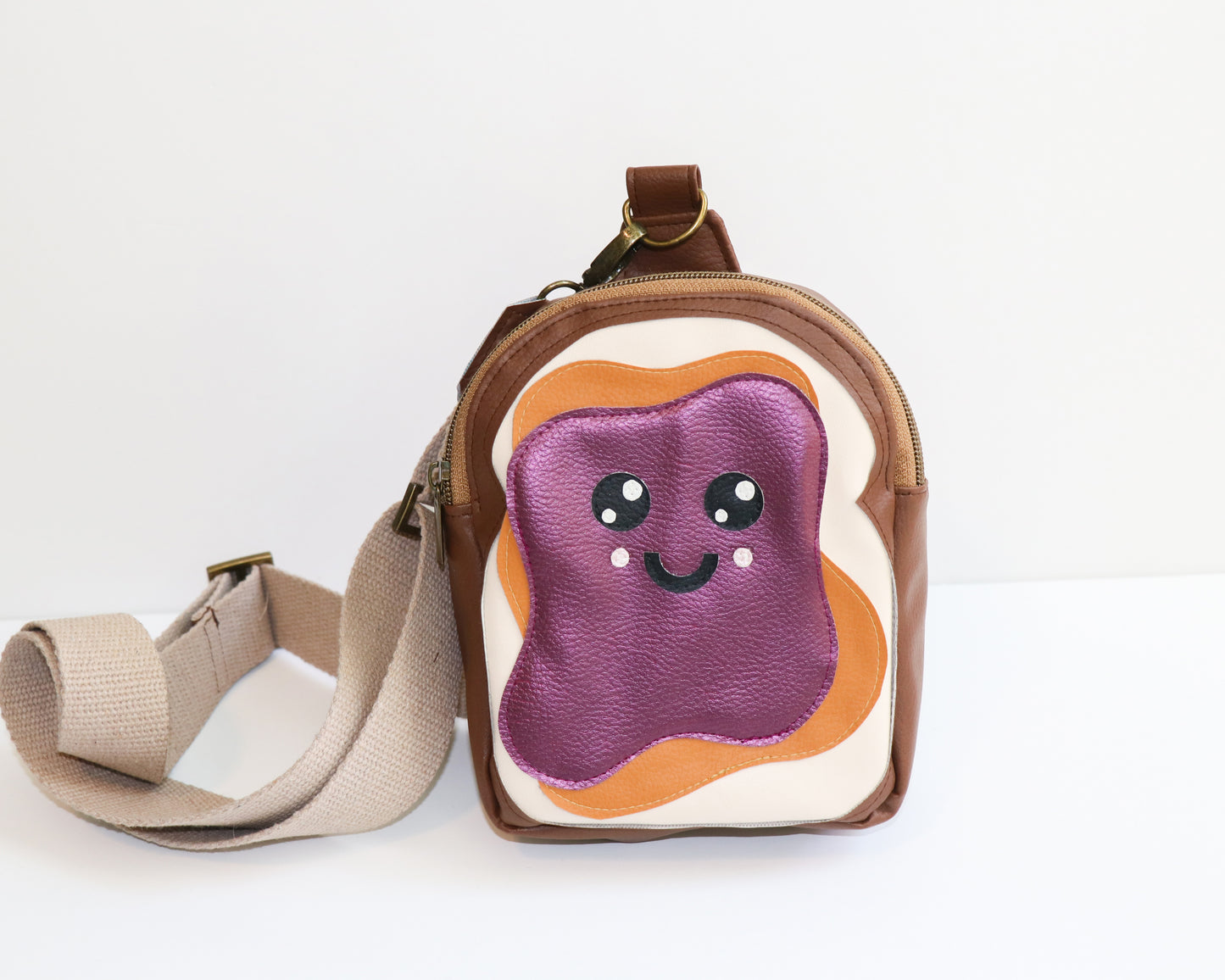 PB & J mini backpack sling, front view