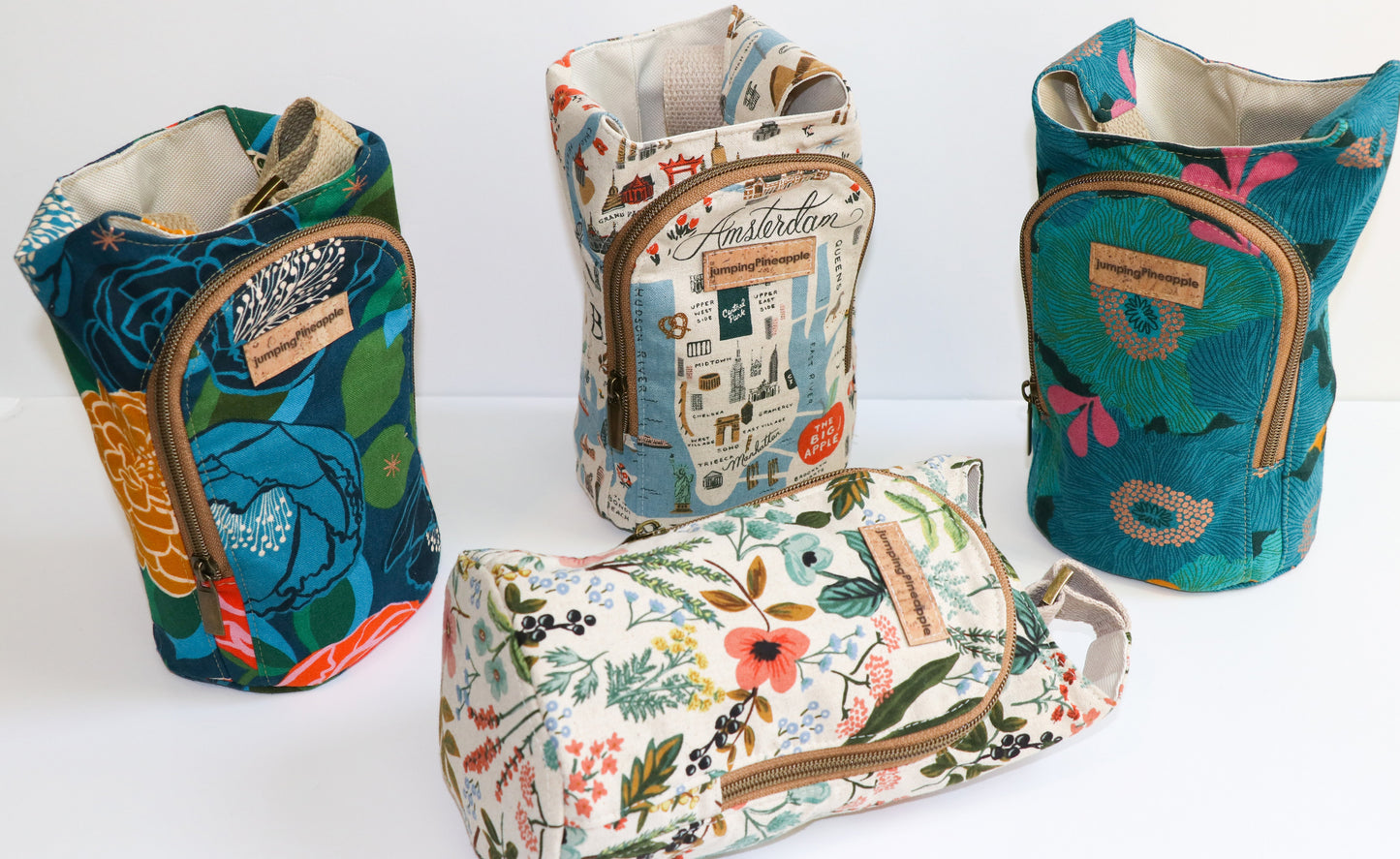 group of different water bottle slings available