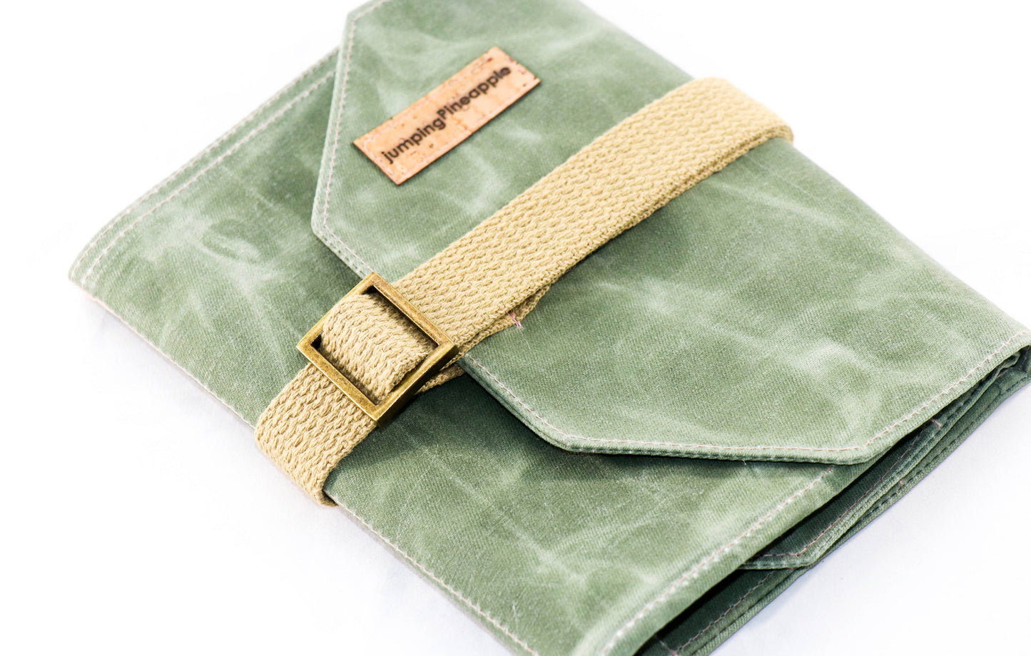olive waxed canvas artist roll, closed