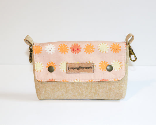 coral sunshine belt loop pouch, front view