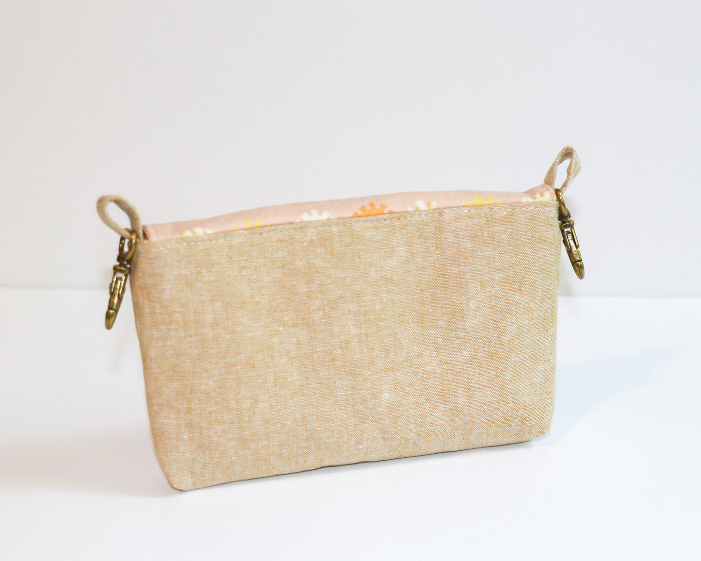 coral sunshine belt loop pouch, back view