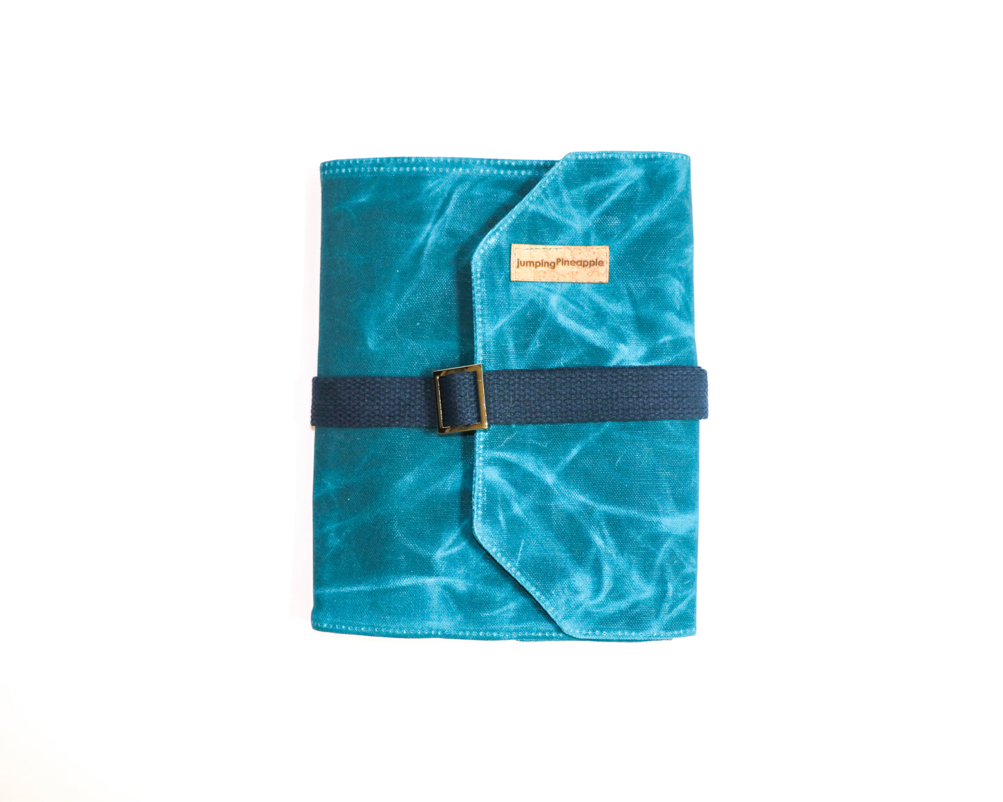regular teal artist roll, front view with navy strap
