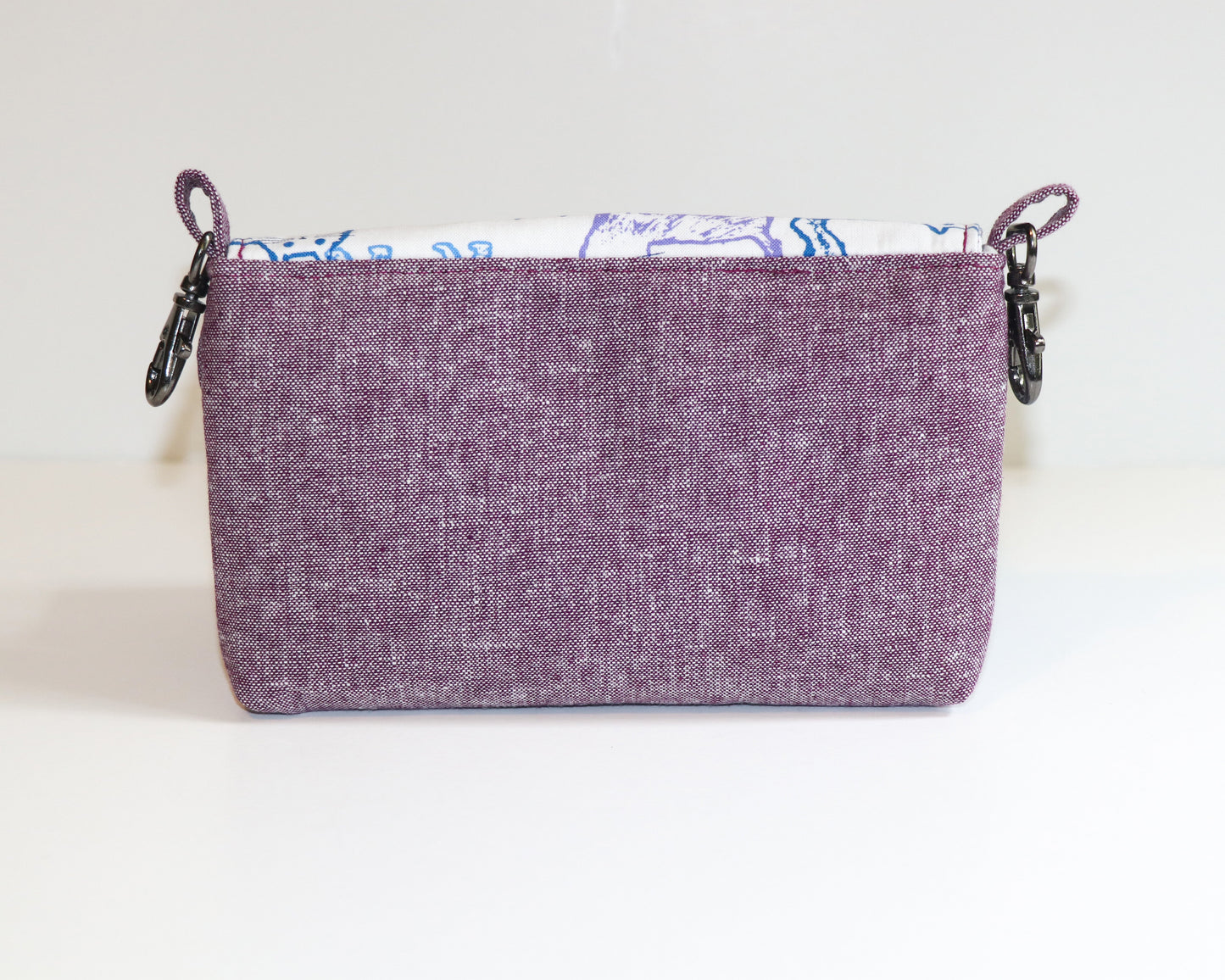 purple cats belt loop pouch, back view