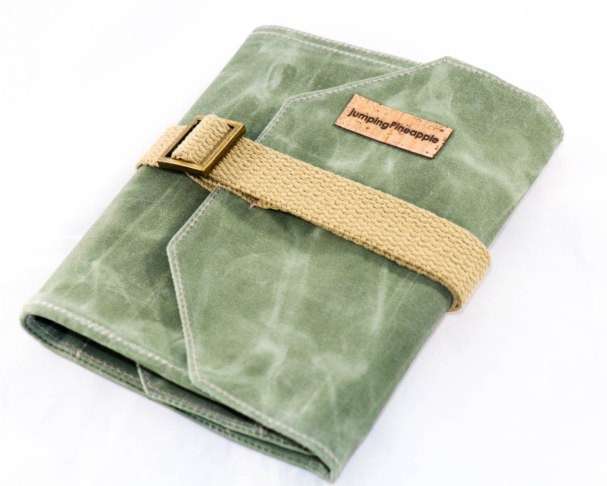 olive waxed canvas artist roll, closed